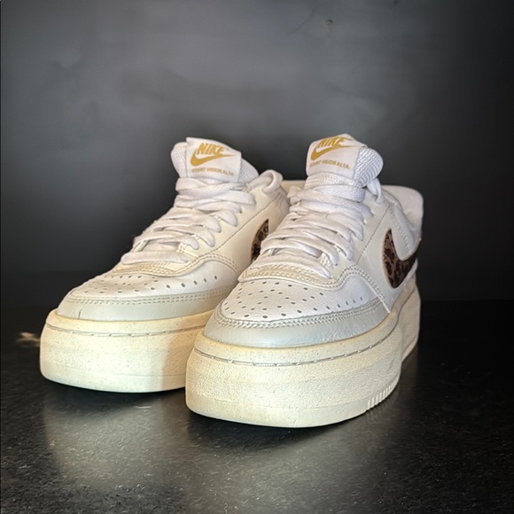 Nike Court Vision Alta White and Brown Platform Sneakers Size 8 - Picture 2 of 7